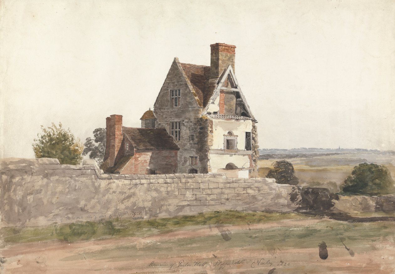 Restanten van Purton Hall, Staffordshire door Cornelius Varley