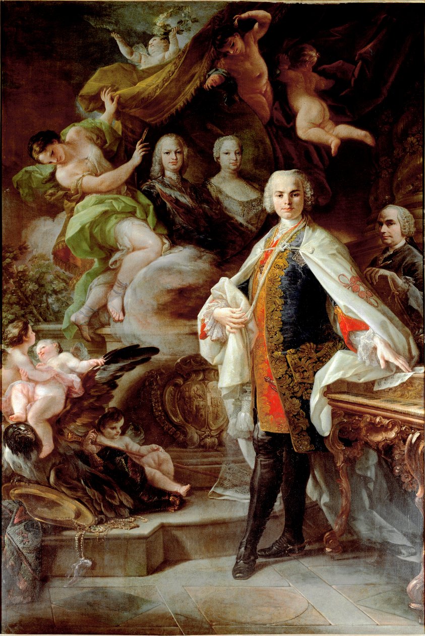 Portret van de Italiaanse castraat Carlo Farinelli (bekend als Carlo Broschi) door Corrado Giacquinto