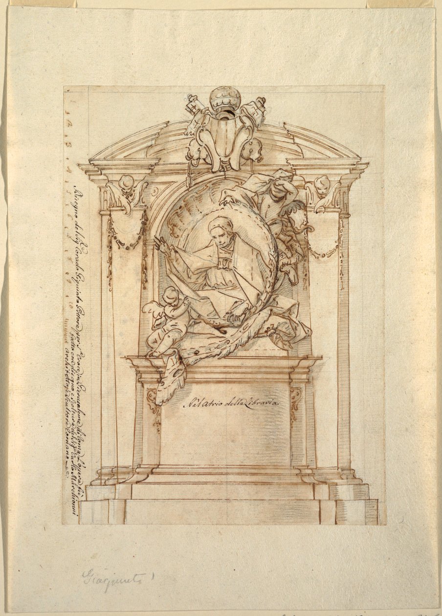 Tekening, Ontwerp voor een monument, ca. 1750 door Corrado Giaquinto