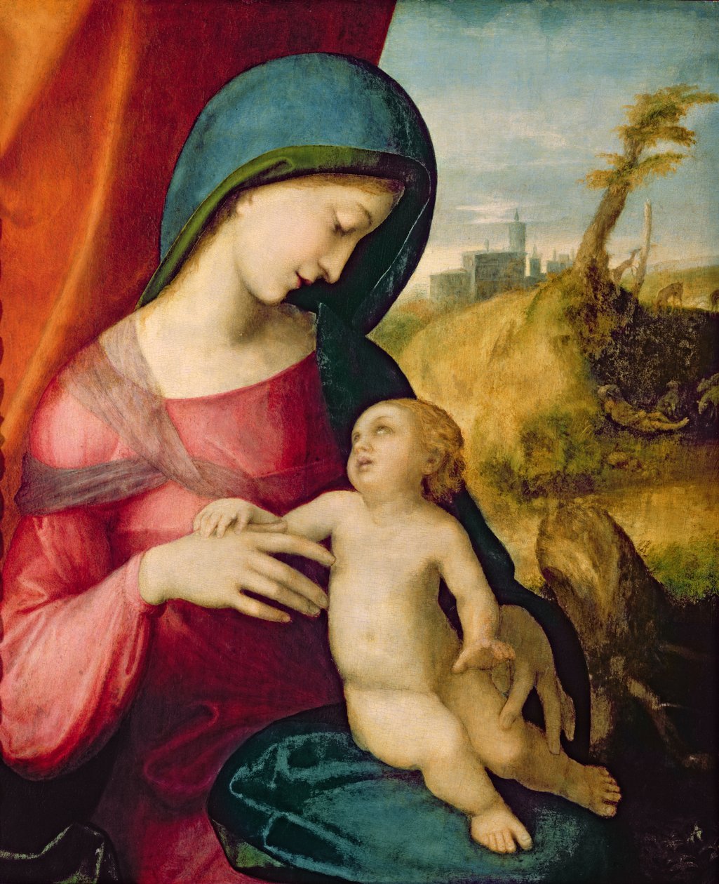 Madonna en kind, 1512-14 door Antonio da Correggio