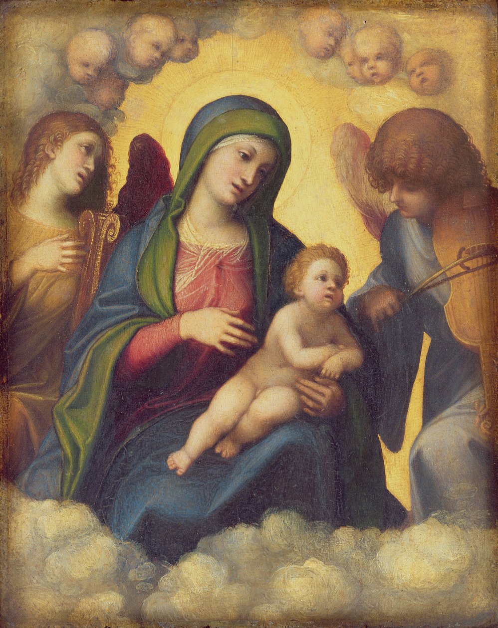 Madonna en Kind in Glorie, c.1520 door Antonio da Correggio