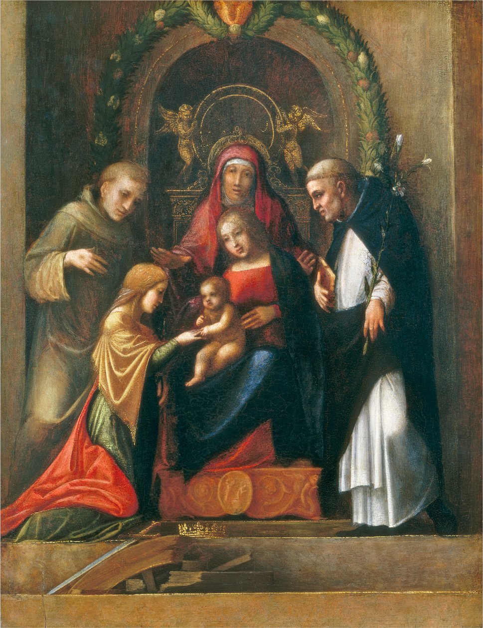 Het Mystieke Huwelijk van St. Catharina, 1510-15 door Antonio da Correggio