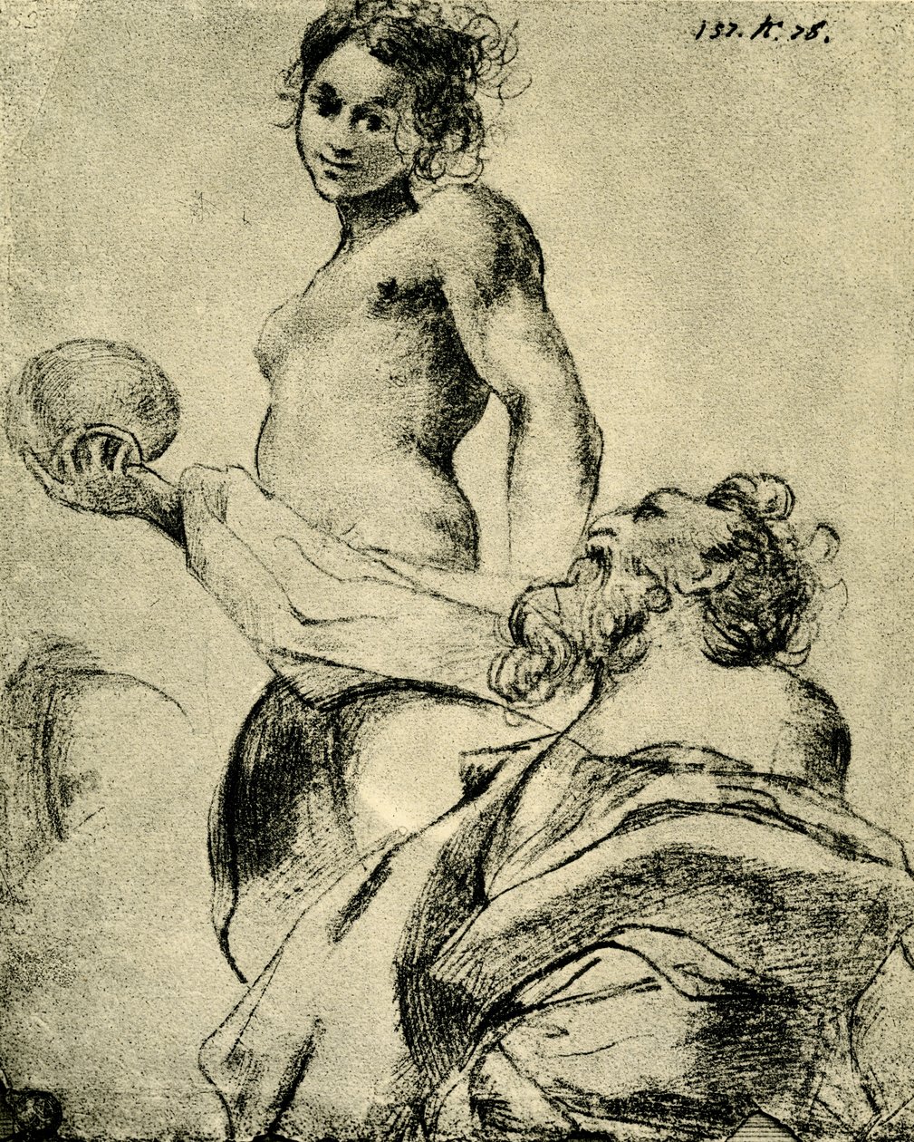 Studie voor een groep door Antonio da Correggio