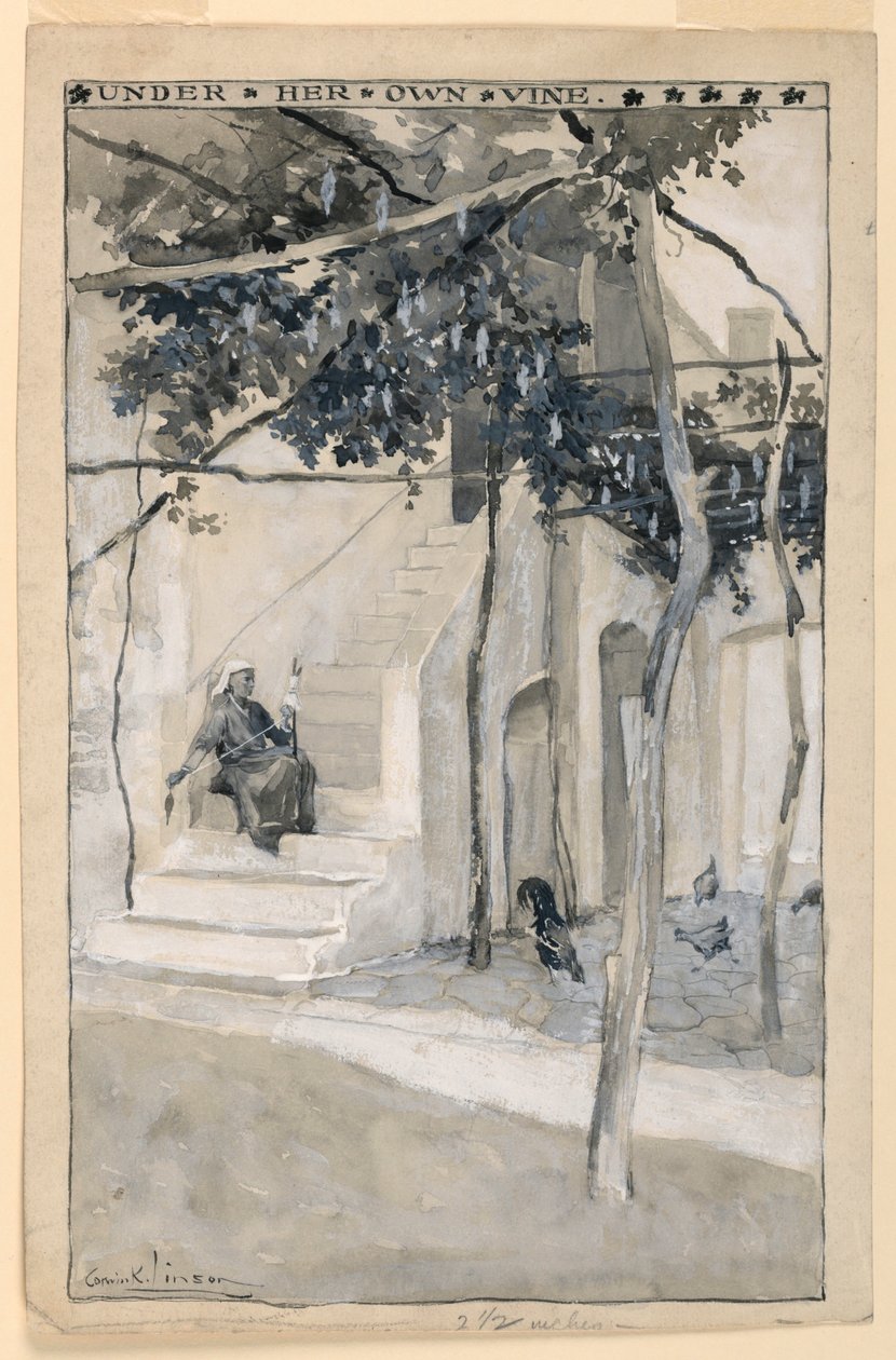 Onder haar eigen wijnstok, illustratie voor "Modern Athene" door Corwin Knapp Linson