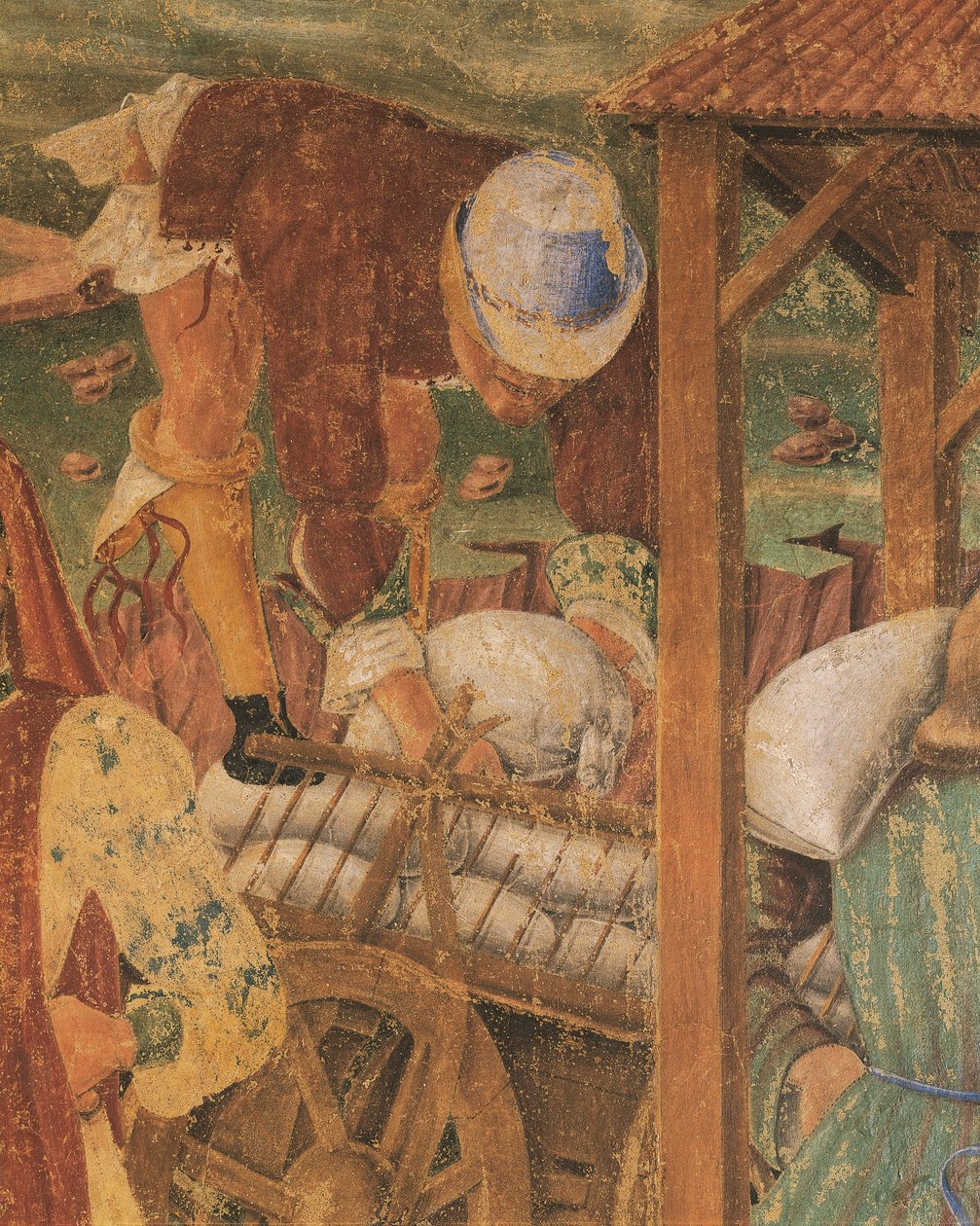 Koopman aan het werk, detail van Triomf van Ceres, scène uit Maand Augustus, toegeschreven aan Cosimo Tura door Cosimo (attr. to) Tura