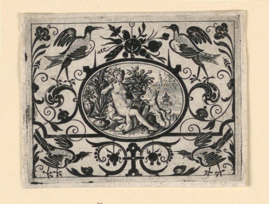 Reukzin, plaat uit Quinque sensum typi in usum aurifabroru exarati (Afbeeldingen van de vijf zintuigen gegraveerd voor het voordeel van de goudsmid) door Crispijn de Passe the Elder