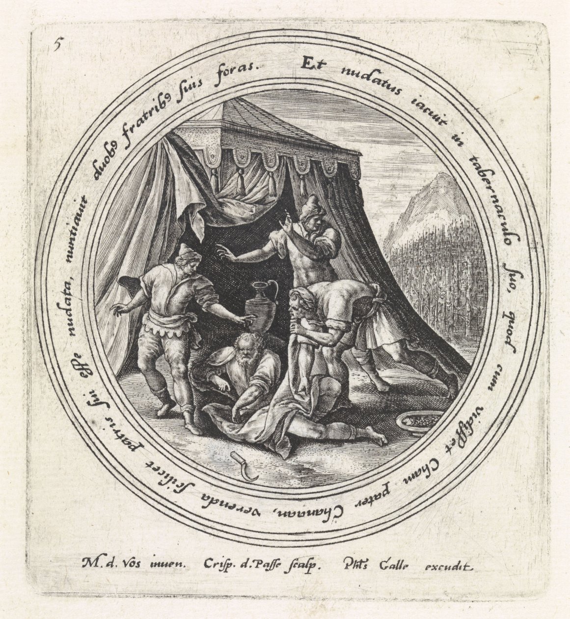 Dronkenschap van Noach door Crispijn van de Passe (I)