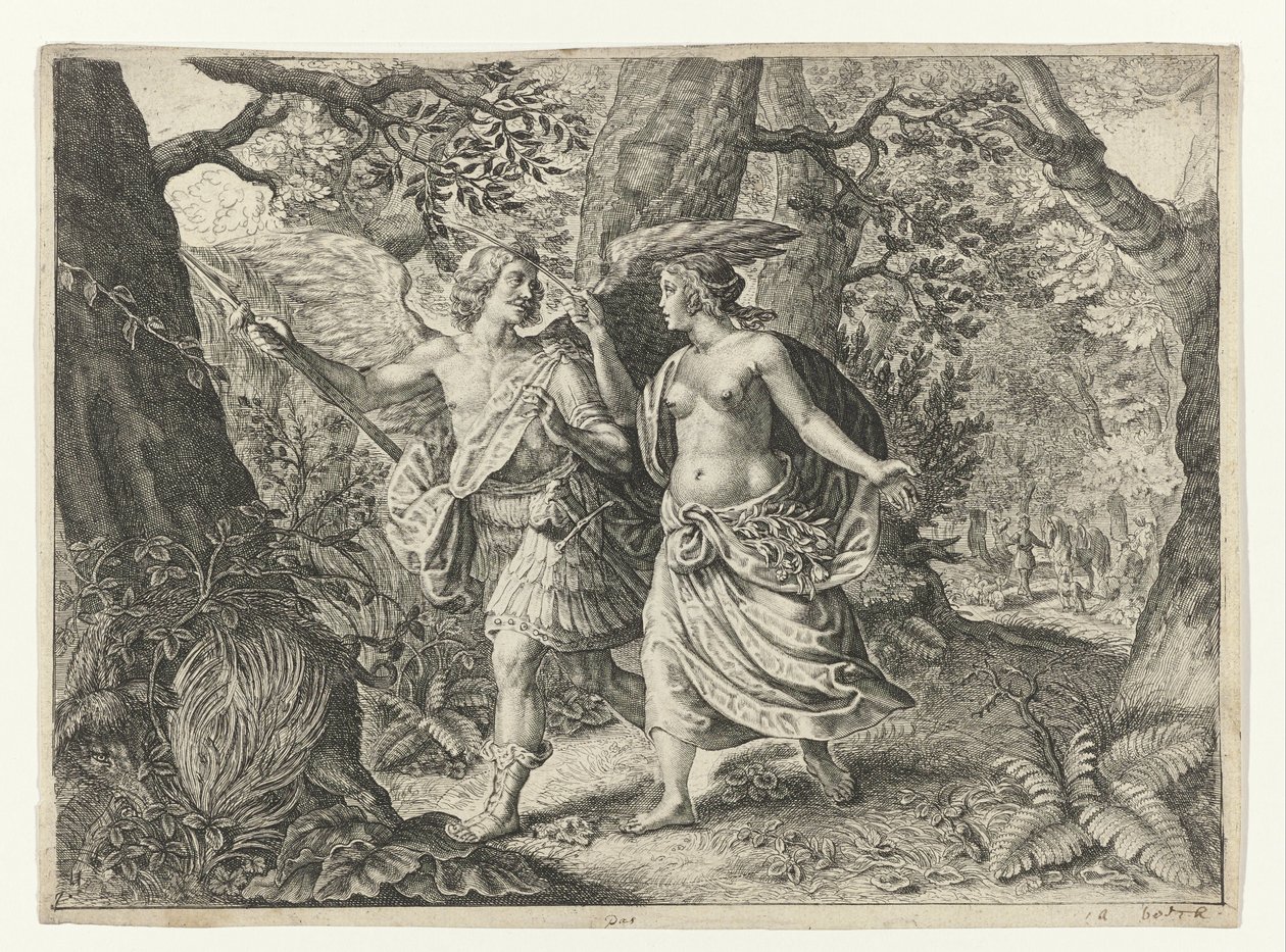 Circe verandert Picus in een specht door Crispijn van de Passe (II) (after)