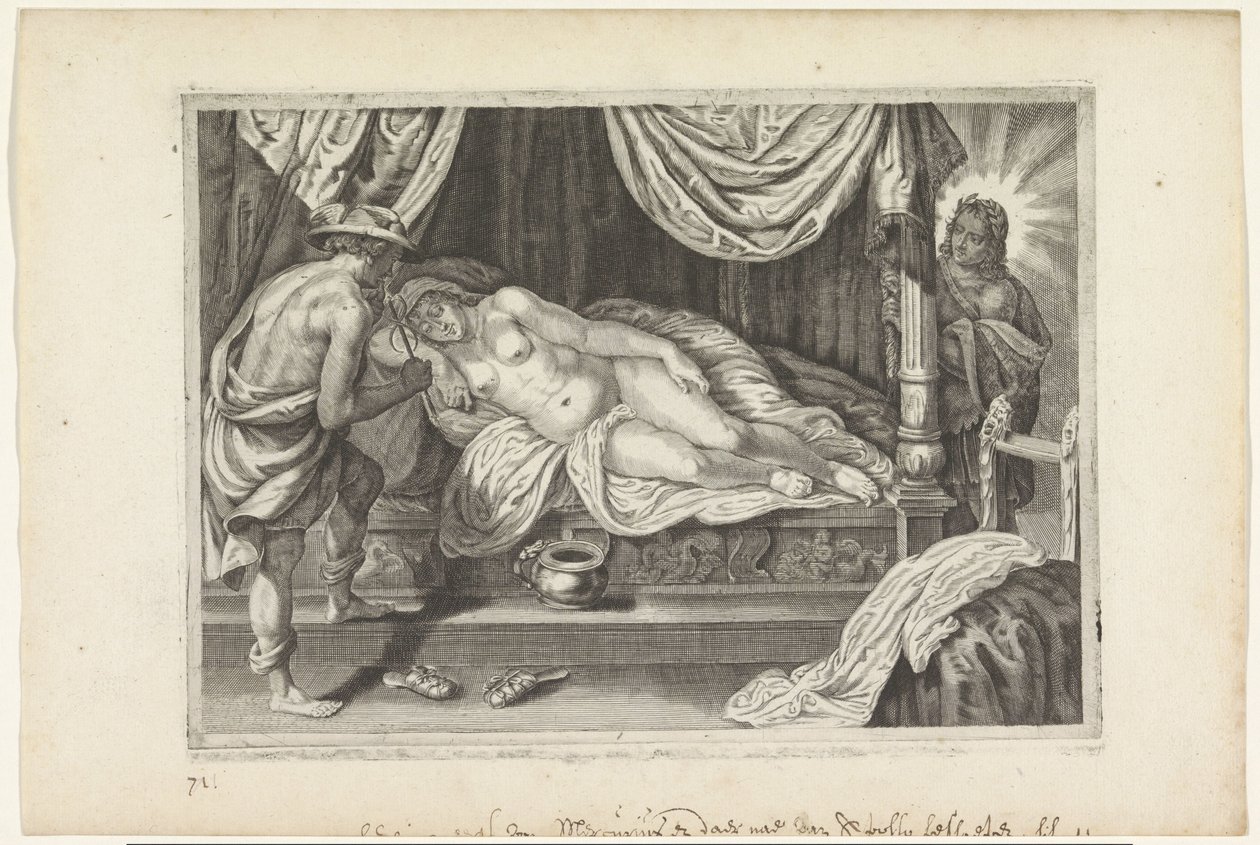Apollo en Mercurius bezoeken Chione door Crispijn van de Passe (II)