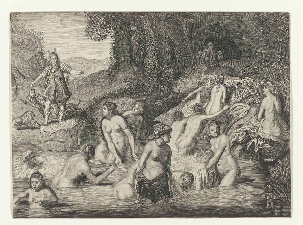 Diana verandert Actaeon in een hert door Crispijn van de Passe (II)