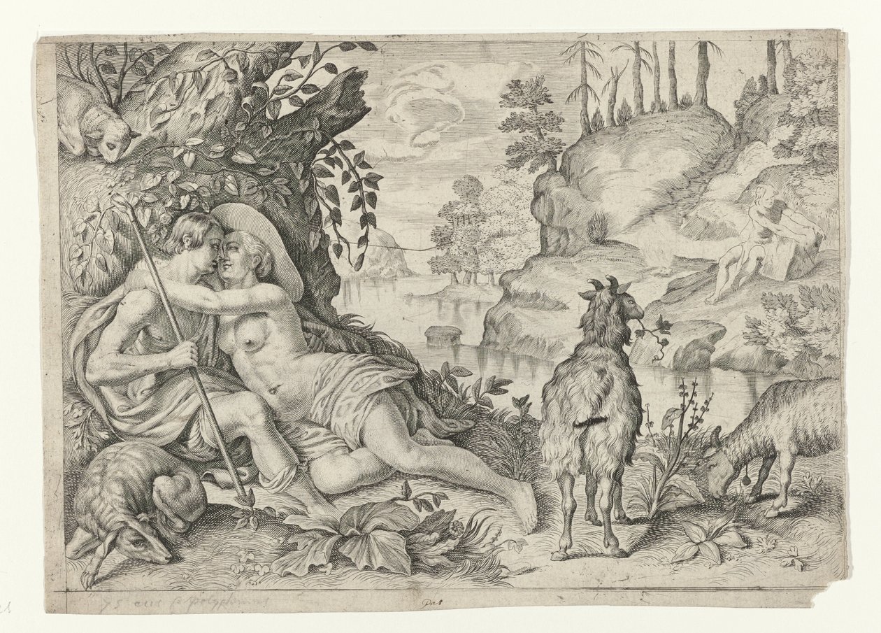 Polyphemus betrapt Acis en Galatea door Crispijn van de Passe (II)