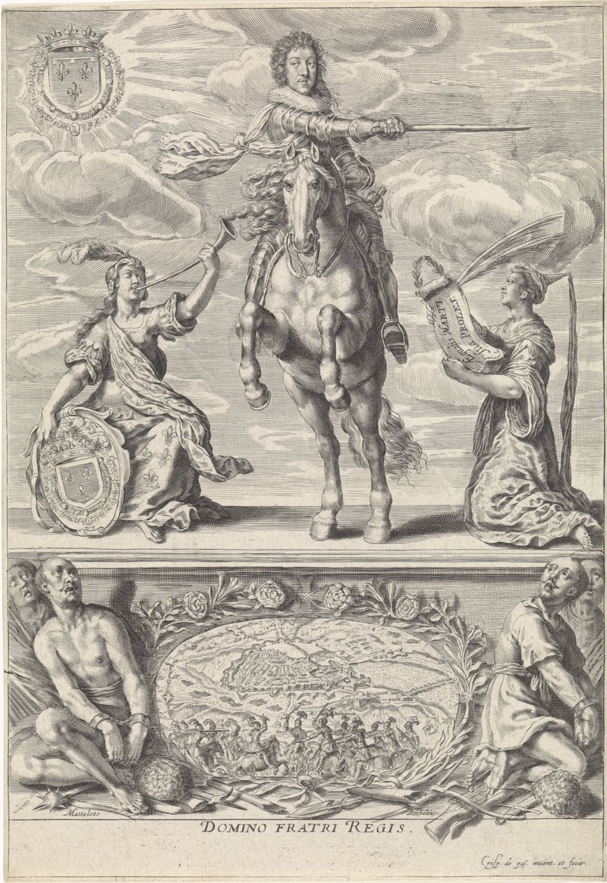 Portret van Gaston Jean-Baptiste van Orléans, te paard door Crispijn van de Passe (II)