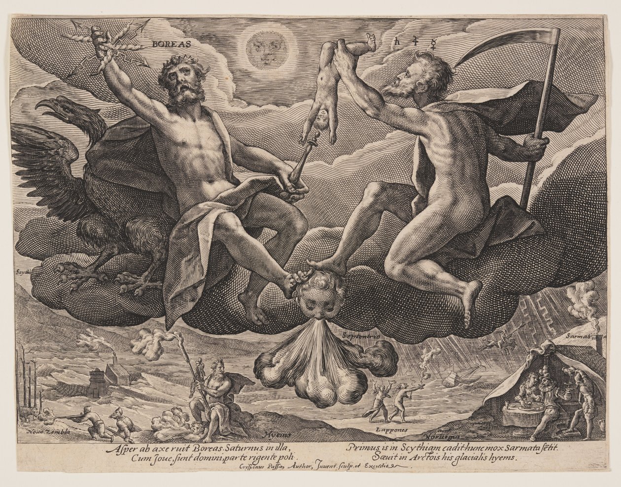 Boreas, van De winden door Crispijn van de Passe I