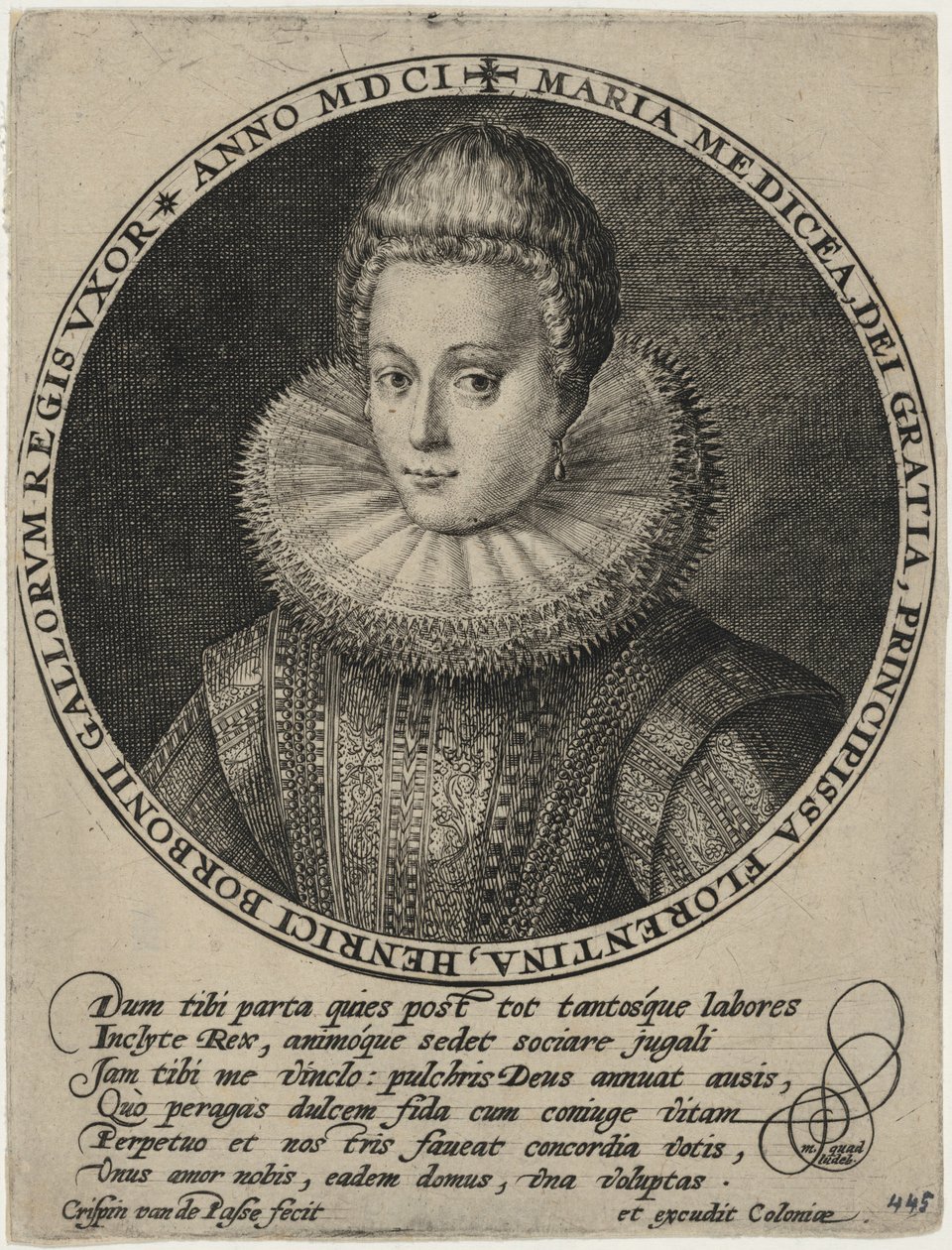 Marie de Medicis, koningin van Frankrijk door Crispijn van de Passe I