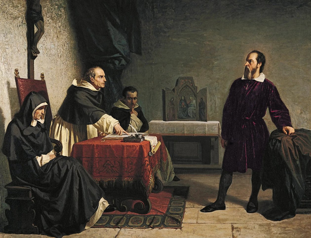 Galileo tegenover de Romeinse inquisitie door Cristiano Banti