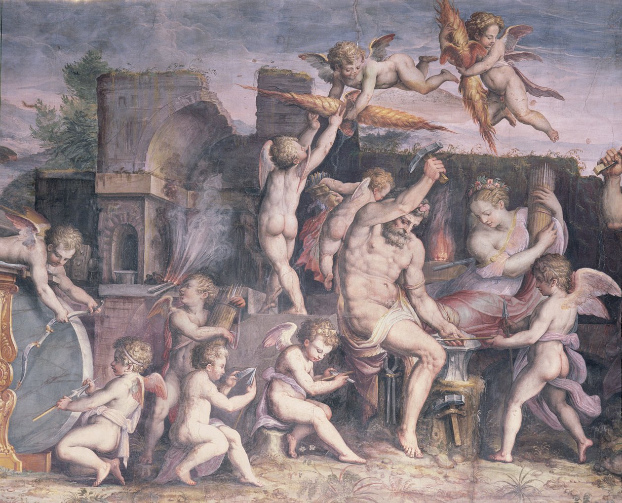 De Smidse van Vulcanus, 1555 door Cristofano Gherardi