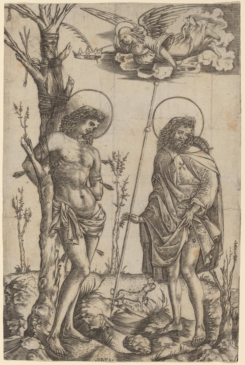 Sint Sebastiaan en Sint Rochus door Cristofano Robetta