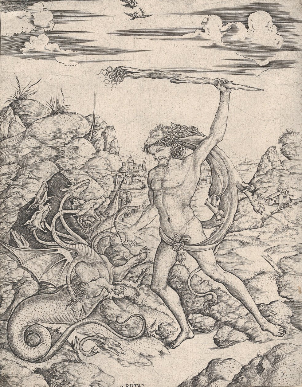 Hercules en de Hydra, ca. 1500-1520 door Cristofano di Michele Martini