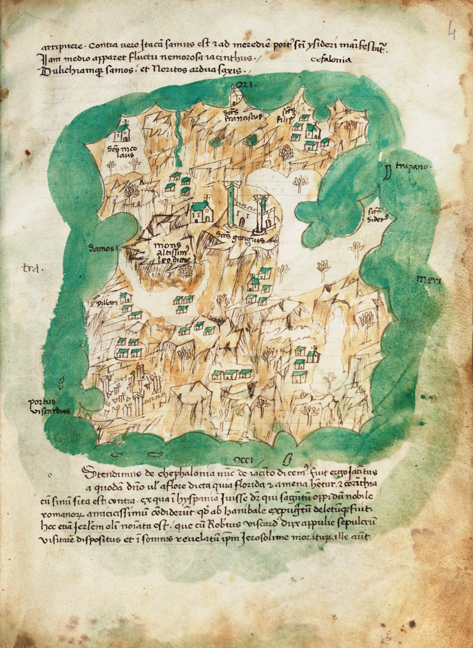 Kaart van Cephalonia, c.1420 door Cristoforo Buondelmonti