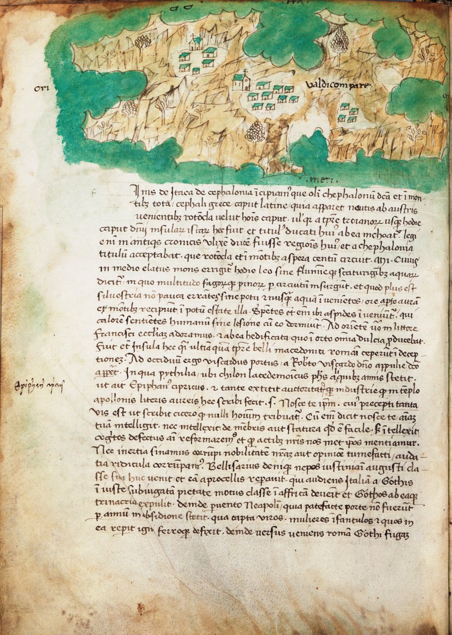 Kaart van Ithaki, ca. 1420 door Cristoforo Buondelmonti
