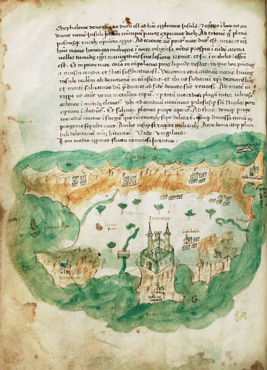 Kaart van Zakinthos, c.1420 door Cristoforo Buondelmonti
