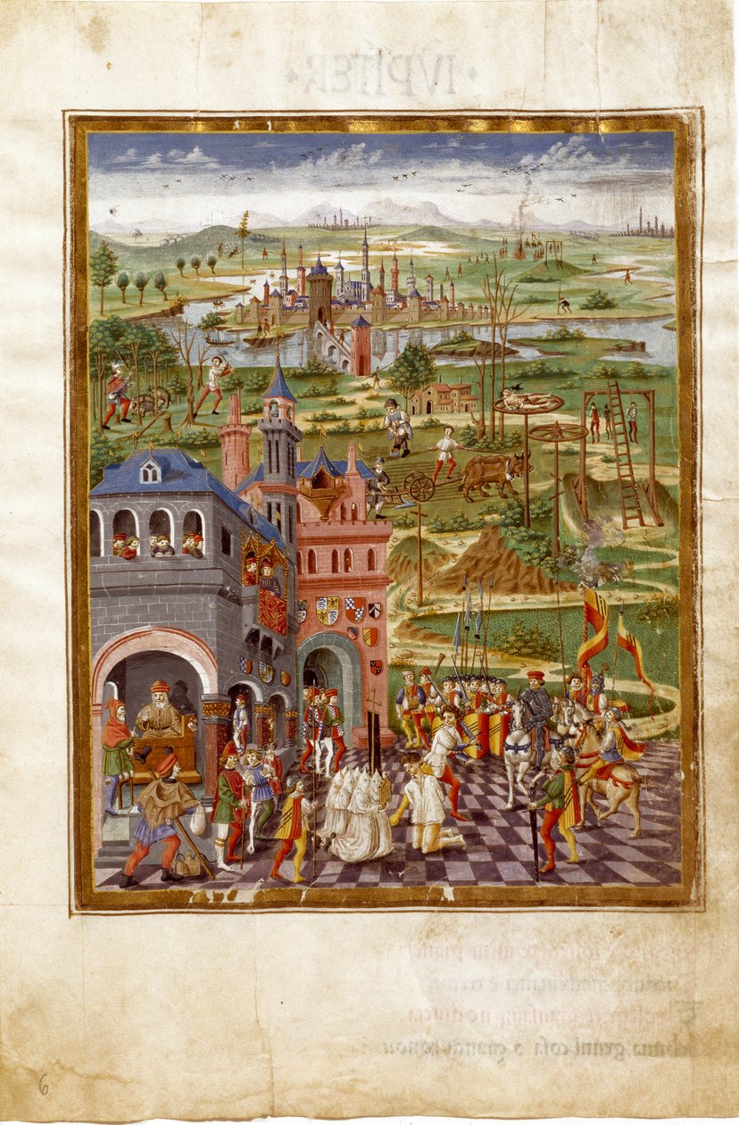 Scène van marteling en veroordelingen in een middeleeuwse stad door Cristoforo De Predis