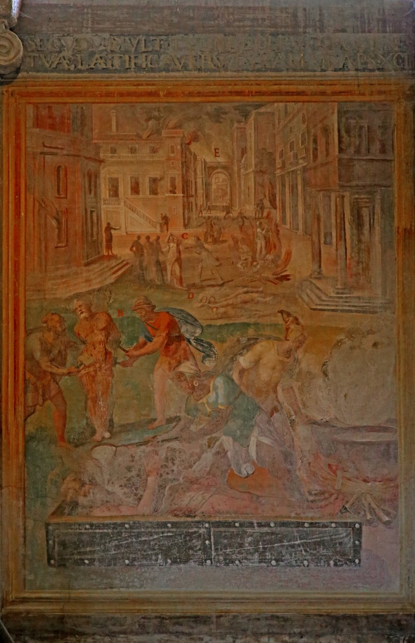 Martelaarschap en verminking van verschillende heiligen door Cristoforo and Tempesta, Antonio Roncalli