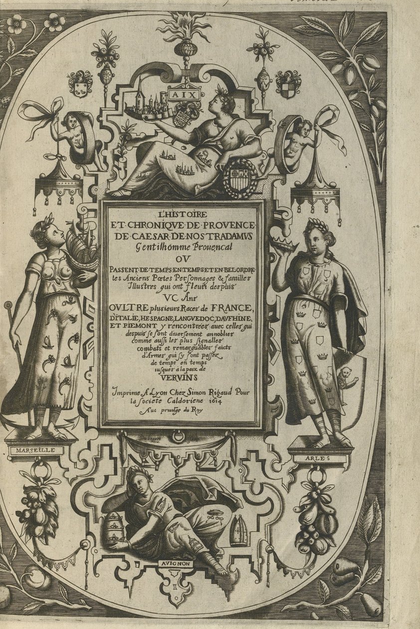 Titelpagina van de Histoire et Chronique de Provence door César de Nostredame