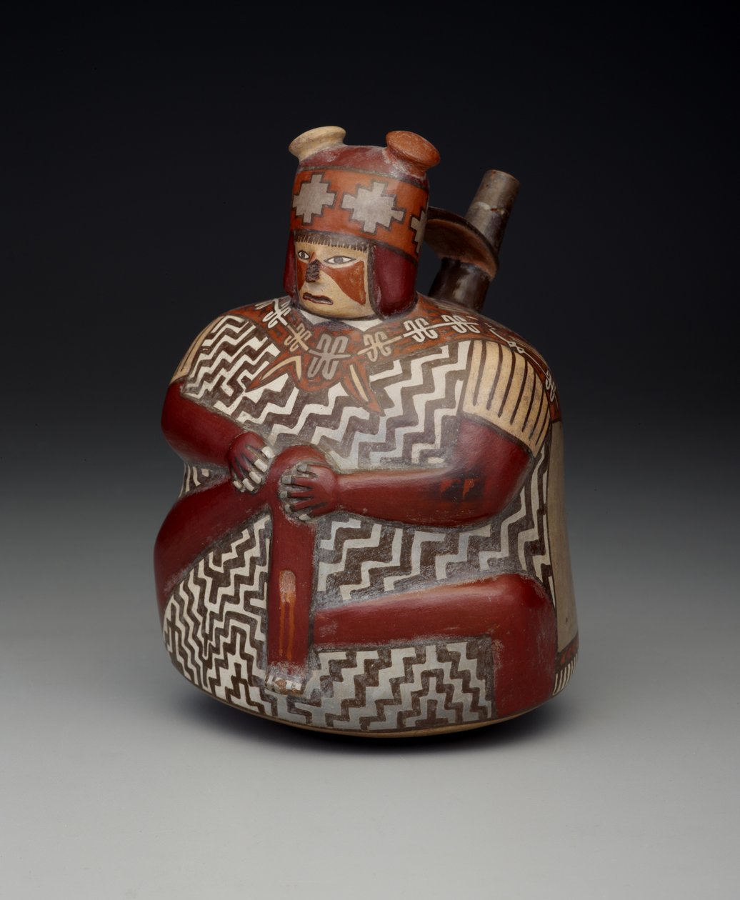 Vaatwerk met een gewonde krijger, Vroege Intermediaire periode, Nazca Fase 7, c.500-600 door Culture Nazca