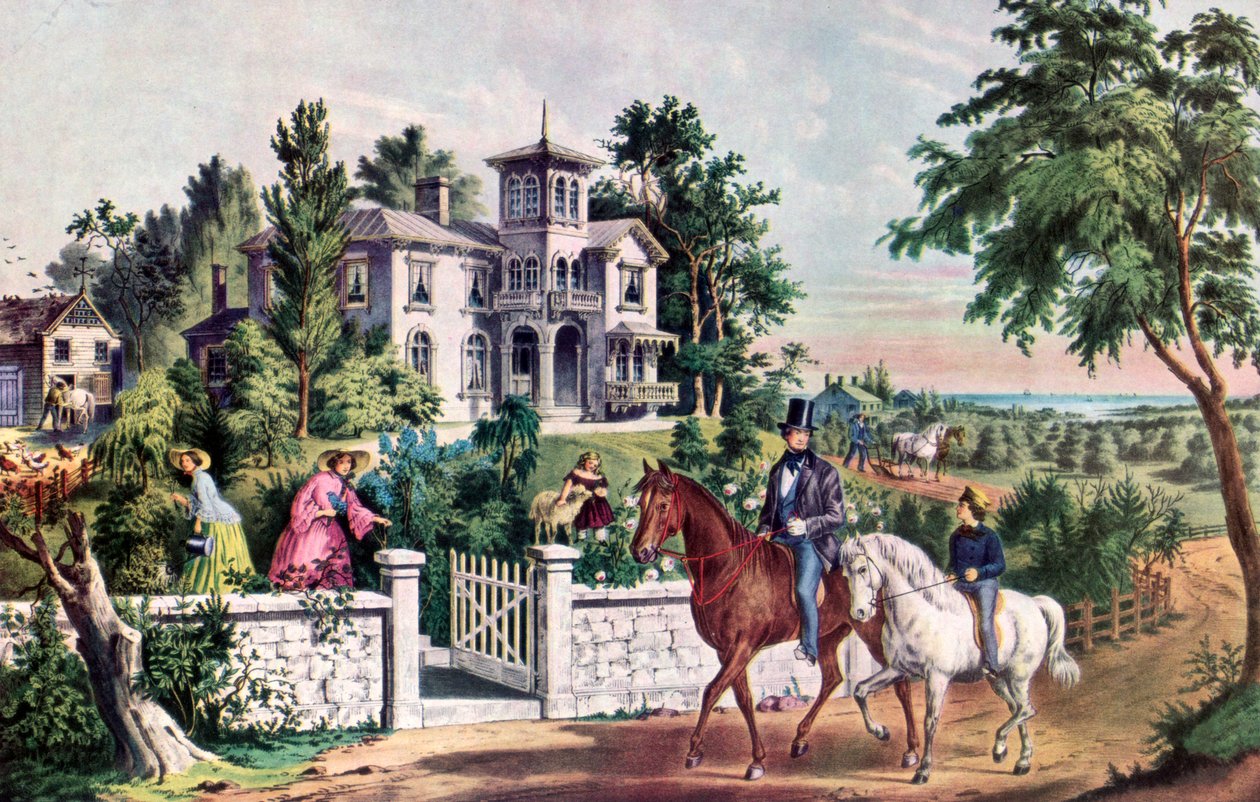 Amerikaans Plattelandsleven, Mei Ochtend door Currier and Ives