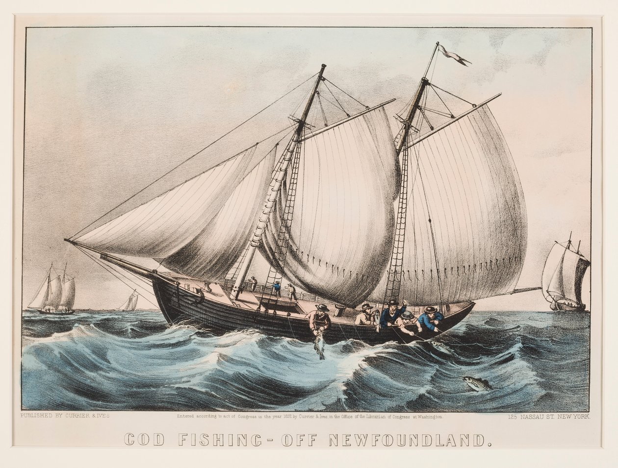 Kabeljauwvisserij - Voor de Kust van Newfoundland door Currier and Ives