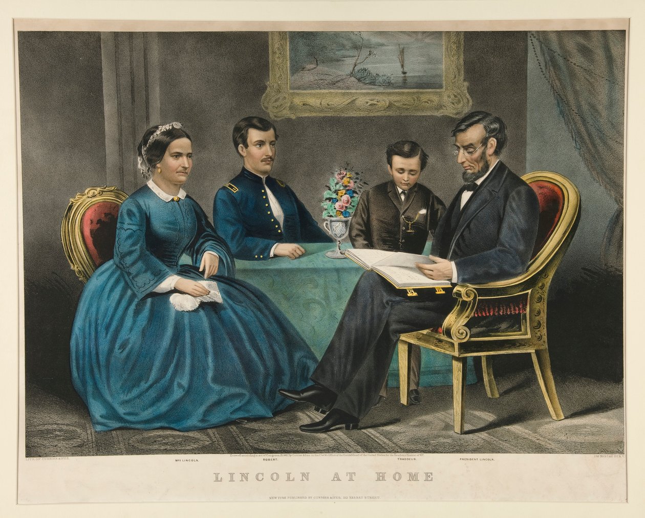 Lincoln Thuis door Currier and Ives