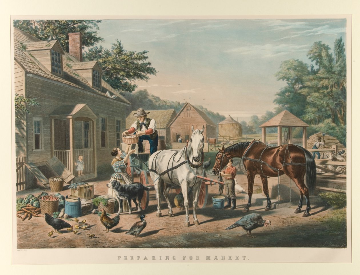 Voorbereiden voor de Markt door Currier and Ives