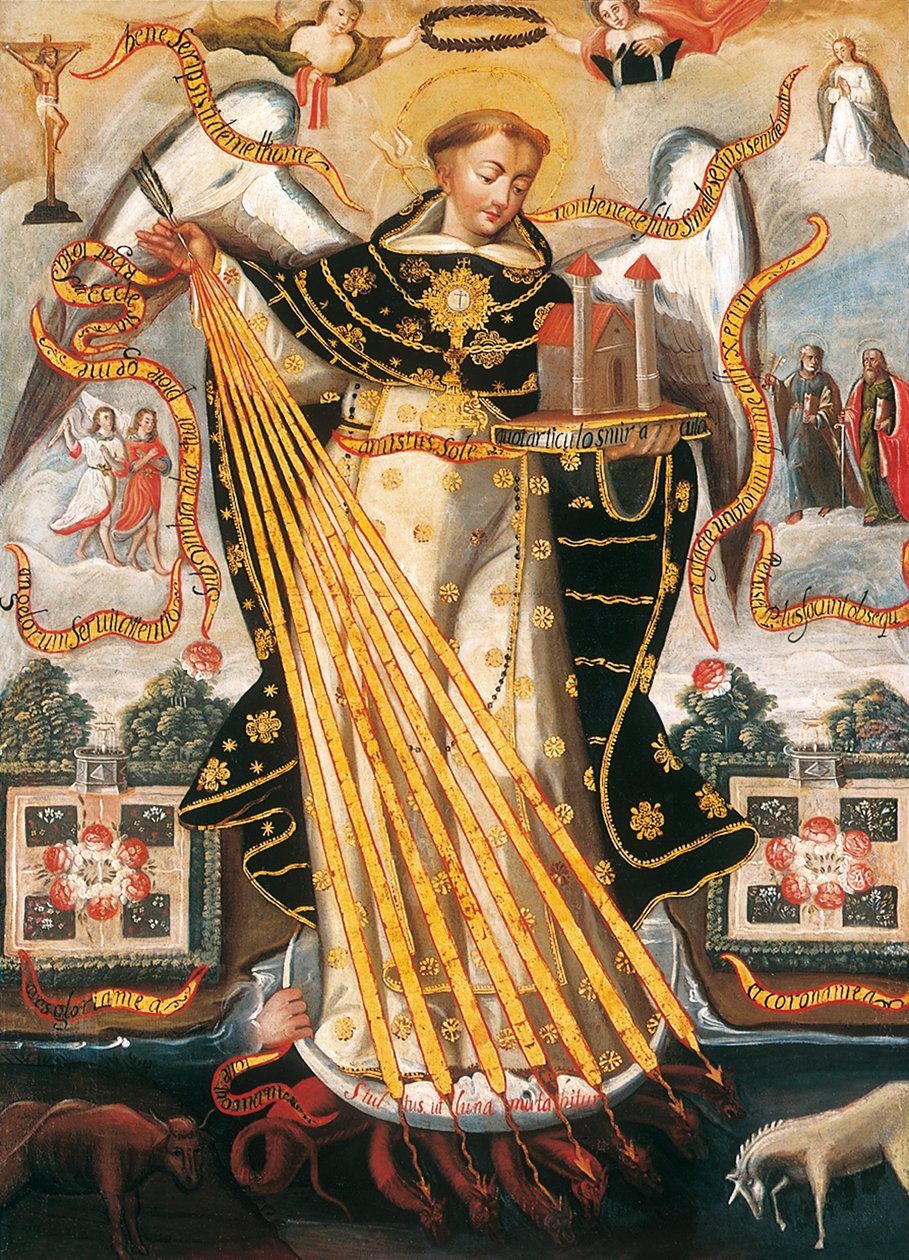 Sint Thomas van Aquino, Beschermer van de Universiteit van Cusco door Cuzco School