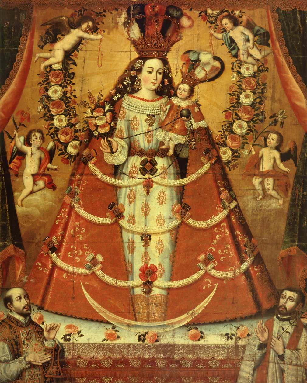 Onze-Lieve-Vrouw van de Rozenkrans (olie) door Cuzco School
