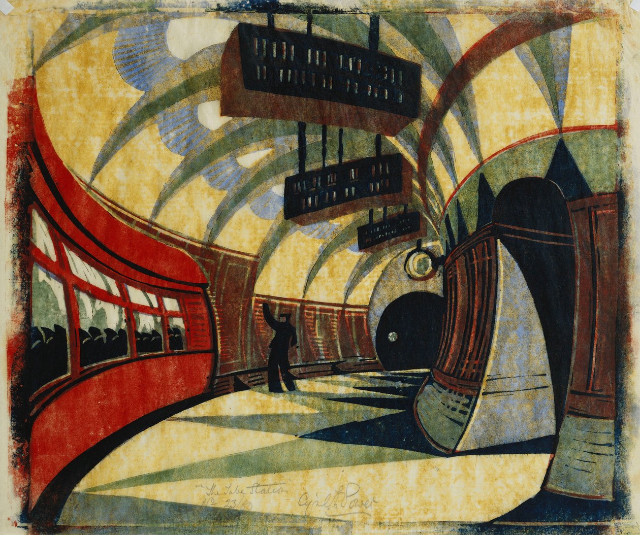 Het metrostation, c.1932 door Cyril Edward Power