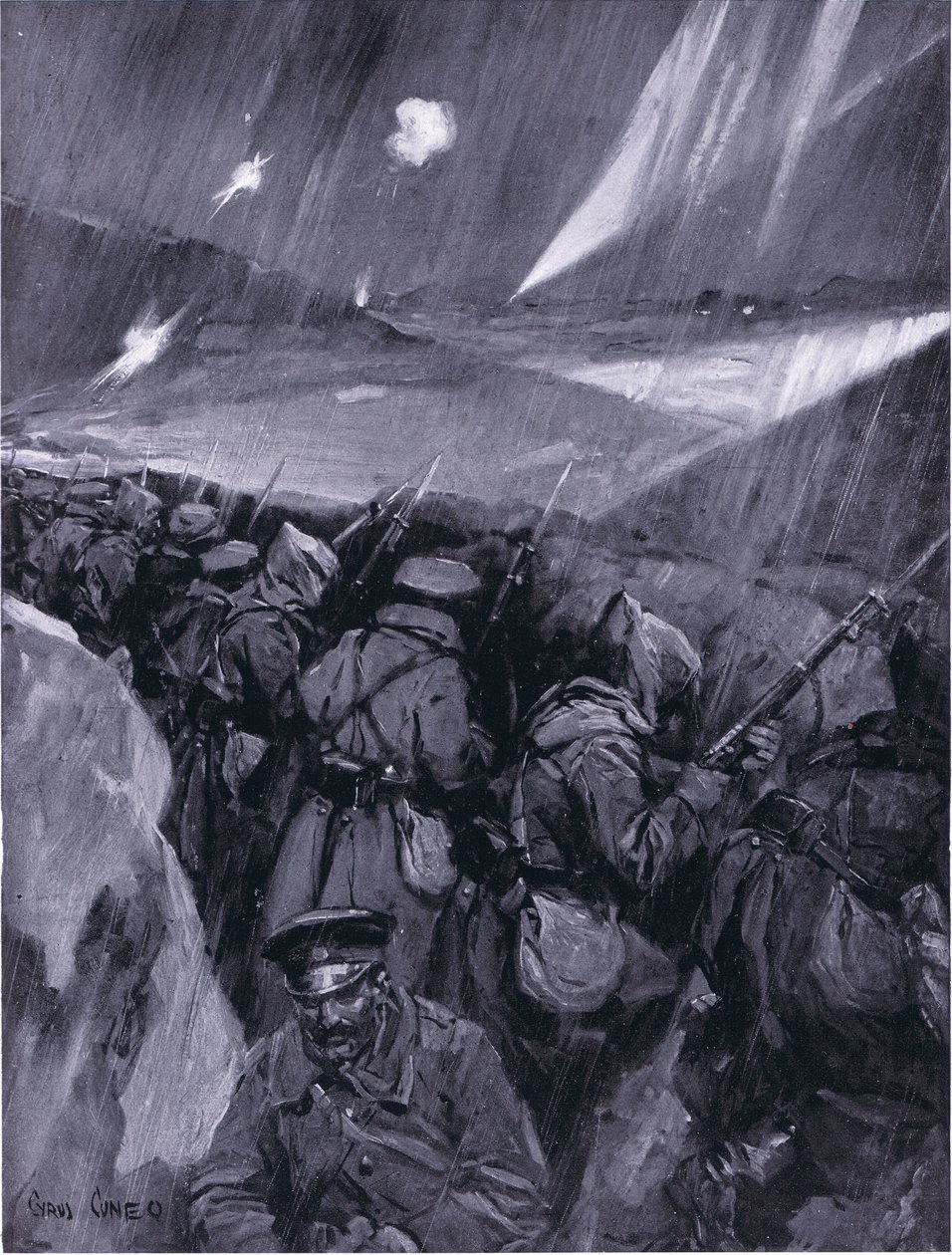 Bulgaren belegeren Adrianopel 1912-1913, illustratie uit Hutchinsons History of the Nations VOL 4 c.1920s door Cyrus Cuneo