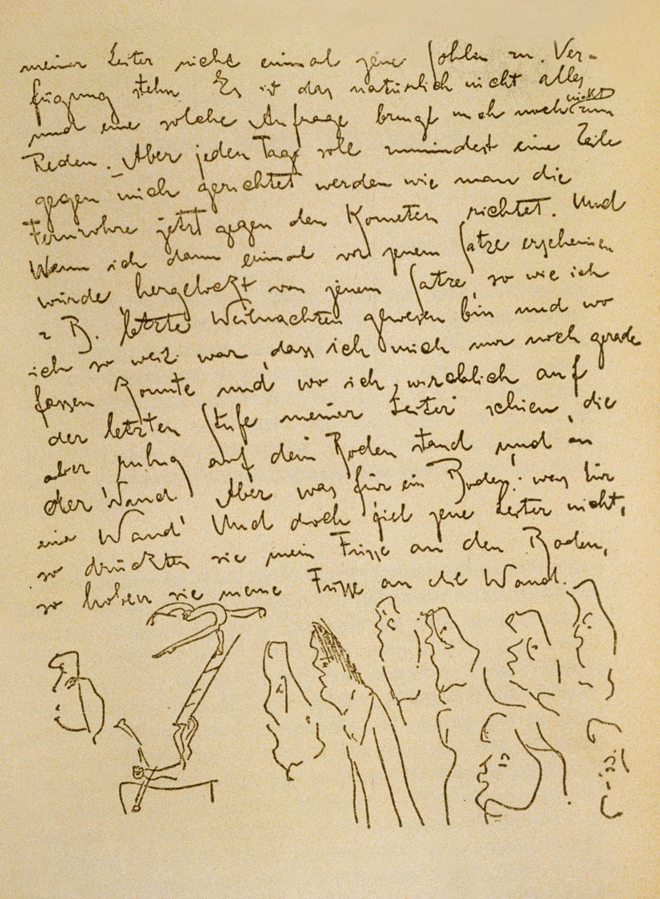 Manuscript van Franz Kafka, ca. 1910 (inkt op papier) door Czech School