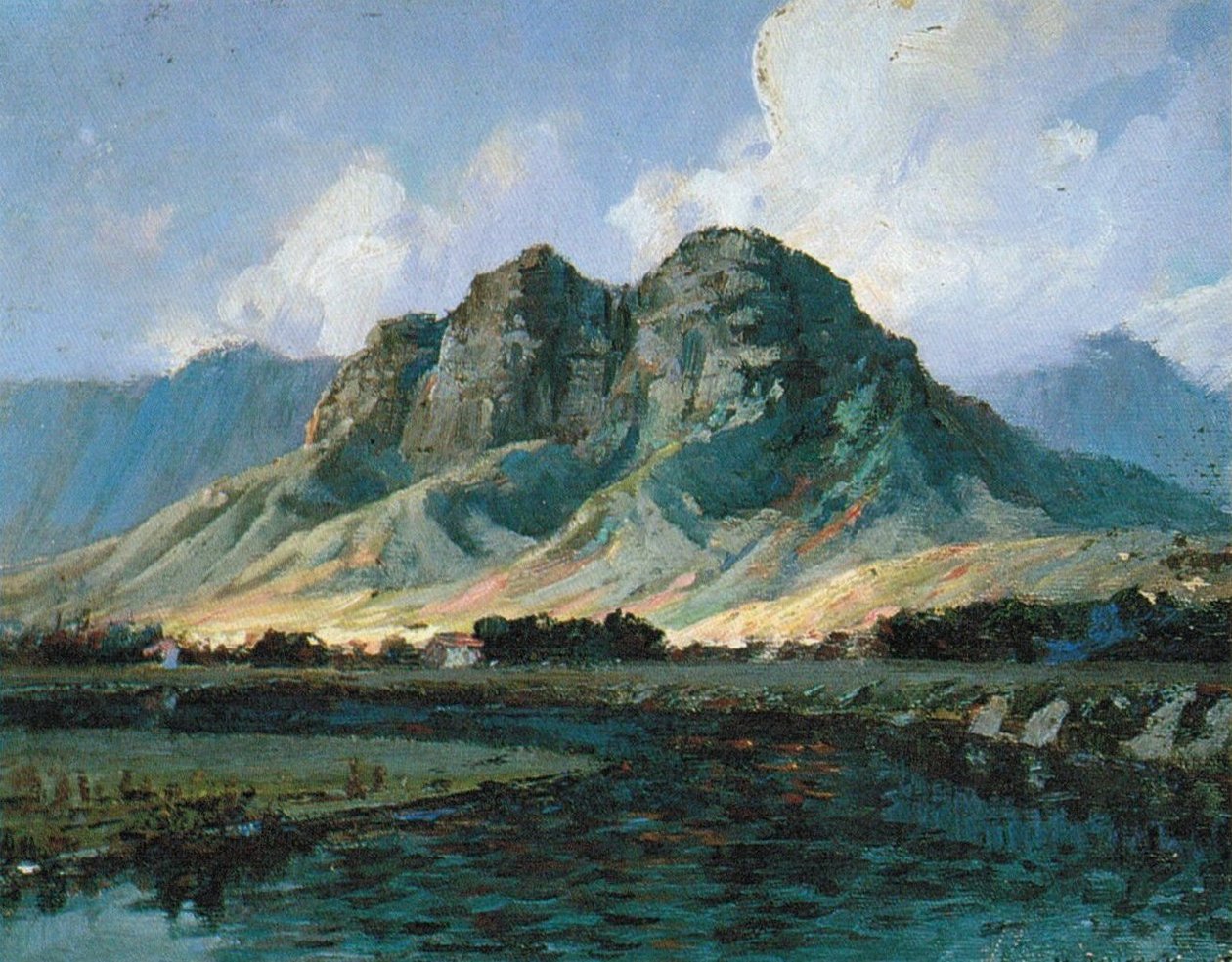 Maunawili Peaks Olomana vanuit Kailua door D. Howard Hitchcock