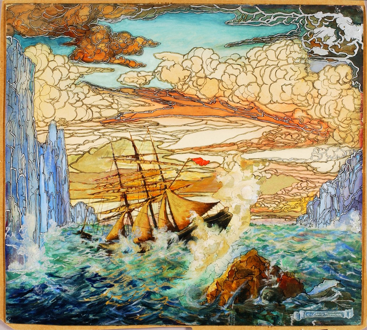 Schipbreuk, ca. 1920 door Da Loria Norman