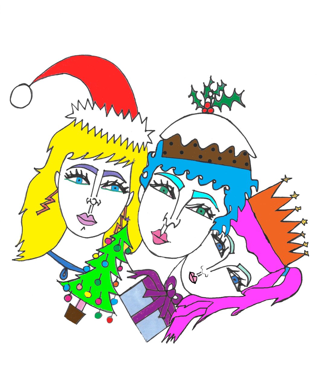 Kerstmis, 2018 (viltstift op papier) door Daisy de Villeneuve