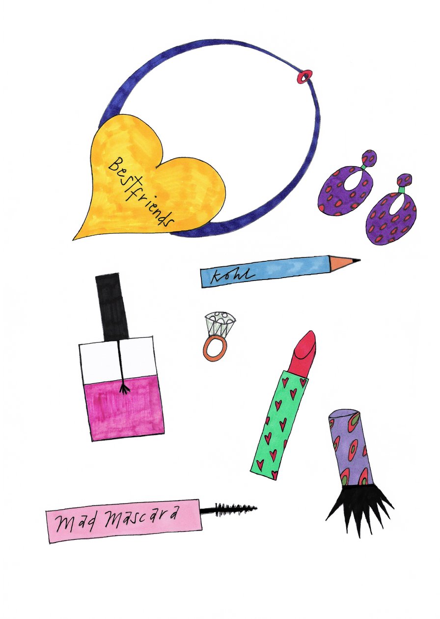 Sieraden  Make-up, 2017 (viltstift op papier) door Daisy de Villeneuve