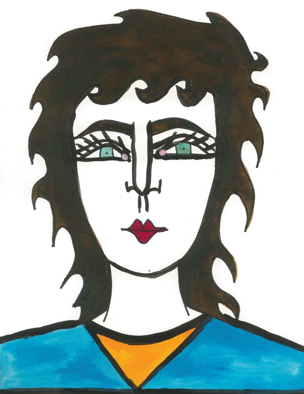 Mullet Hair, 2024 (pen met verf op papier) door Daisy de Villeneuve