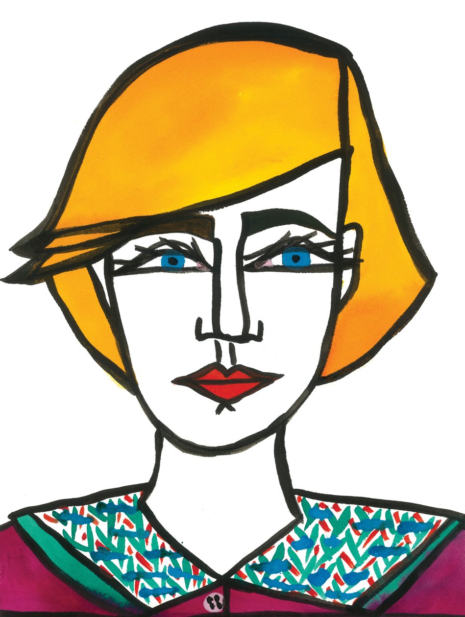 Princess Di Hair, 2024 (pen met verf op papier) door Daisy de Villeneuve
