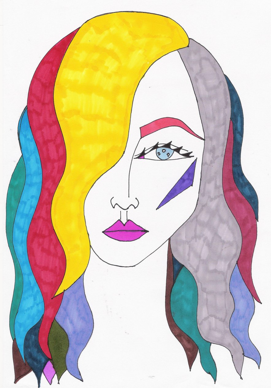 Regenbooghaar, 2017 (viltstift op papier) door Daisy de Villeneuve