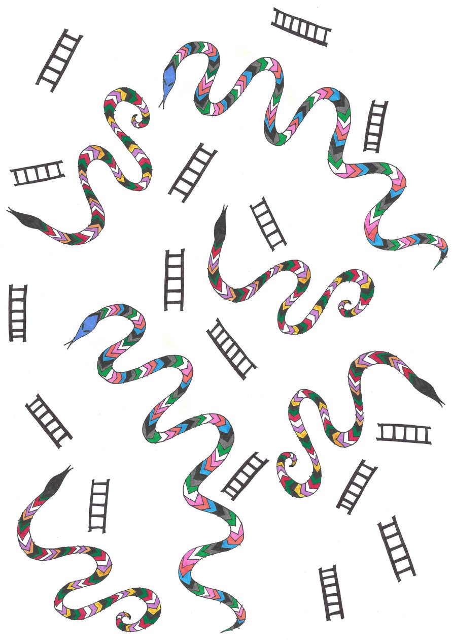Slangen  Ladders, 2024 (gemengde techniek) door Daisy de Villeneuve