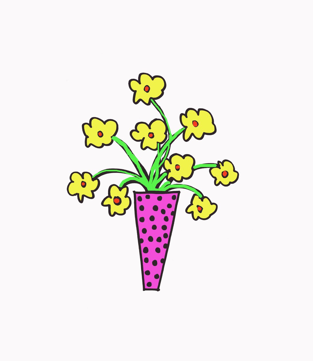 Vaas met bloemen (pen op papier  Photoshop) door Daisy de Villeneuve