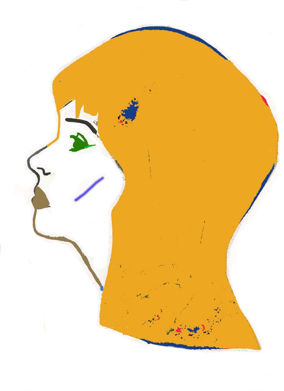 Geel hoofd,2017 (viltstift op papier) door Daisy de Villeneuve