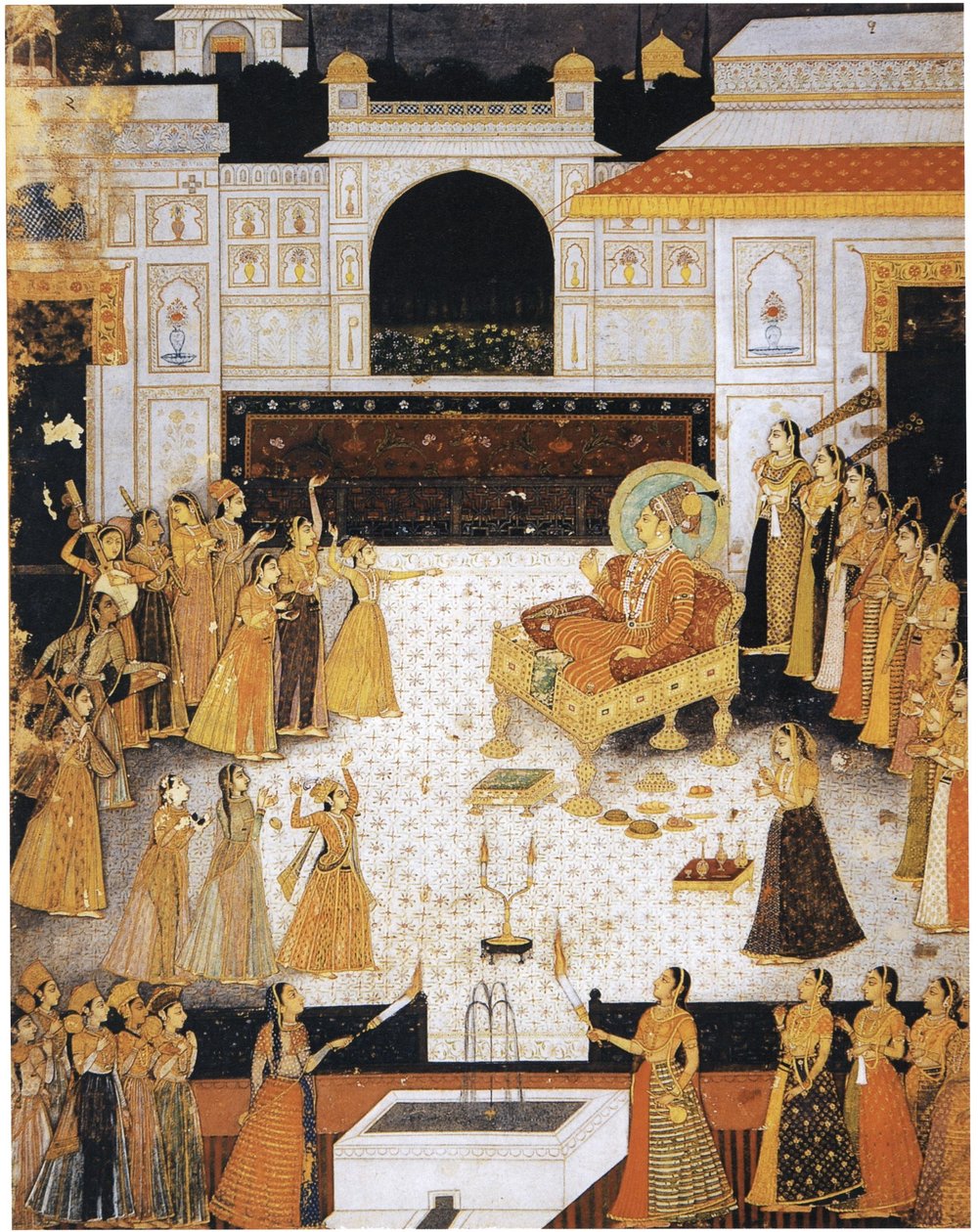 Maharaja Abhai Singh kijkt naar een dansvoorstelling door Dalchand