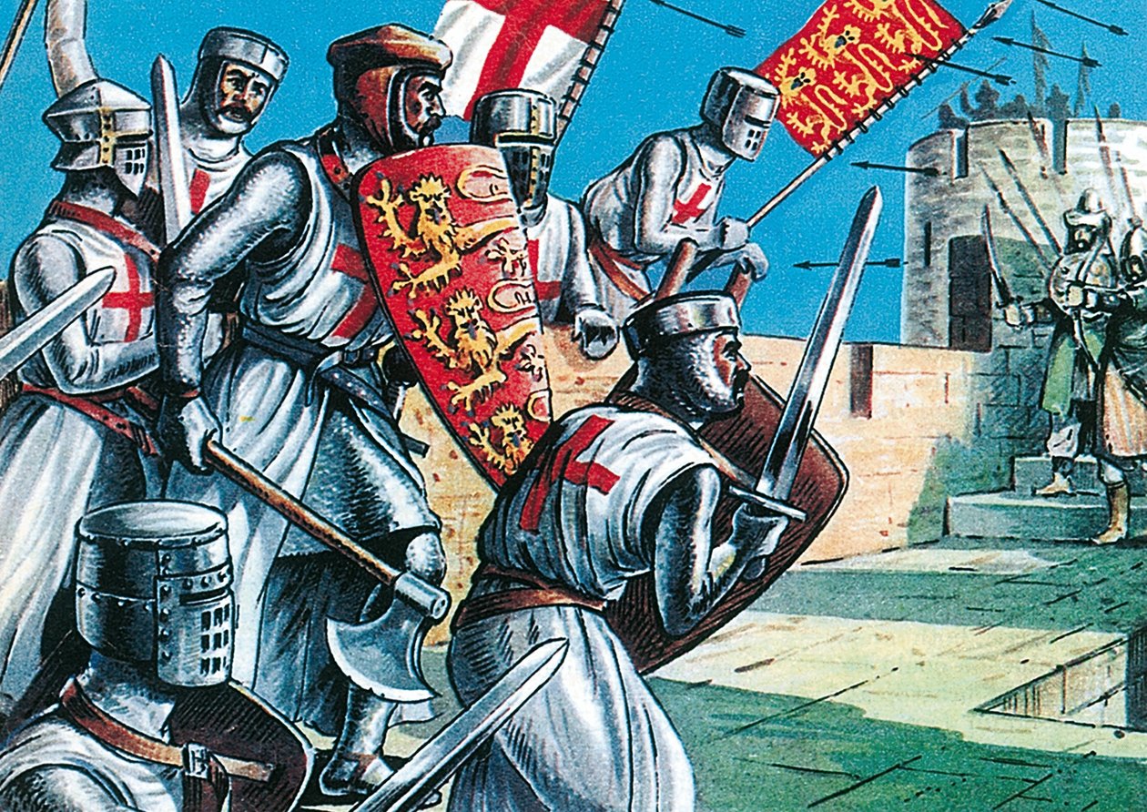Koning Richard I bestormt de muren van Acre door Dan Escott